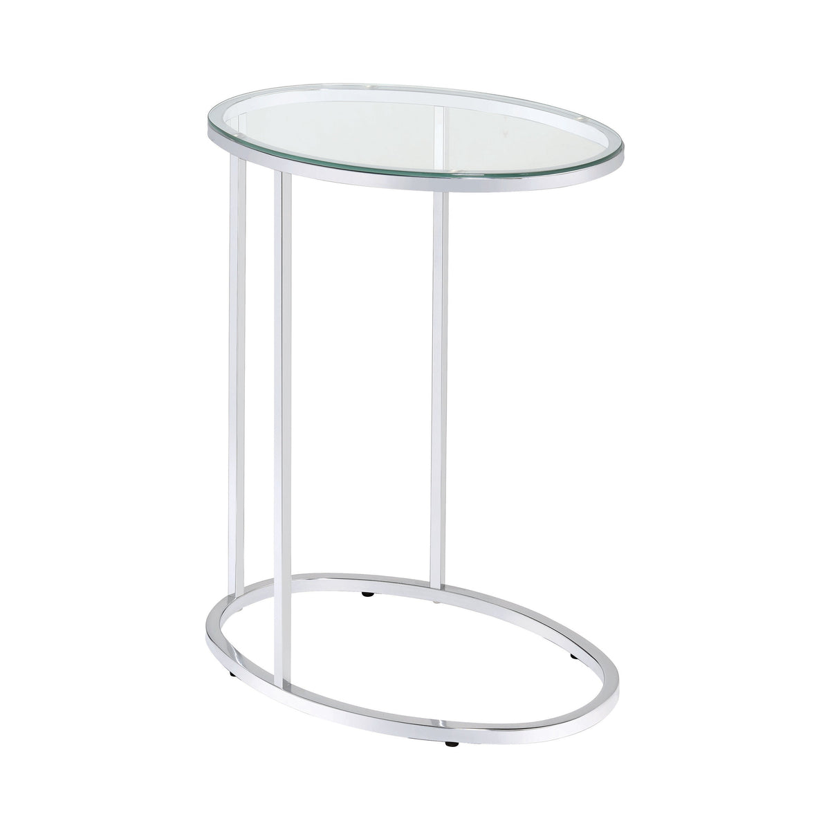 Coaster Kyle Oval Snack Table Chrome and Clear Model 902927
