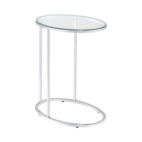 Coaster Kyle Oval Snack Table Chrome and Clear Model 902927