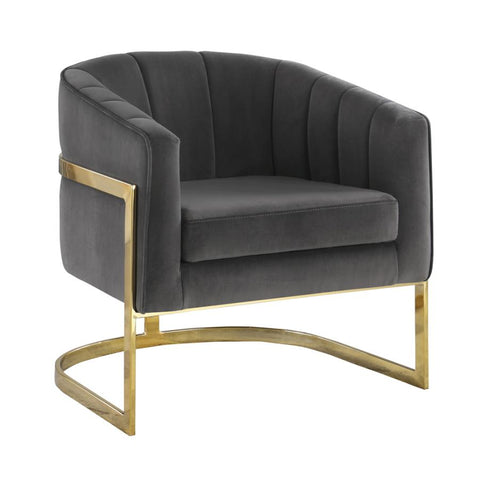 Coaster Joey Tufted Barrel Accent Chair Dark Grey and Gold Model 903039