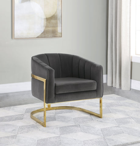 Coaster Joey Tufted Barrel Accent Chair Dark Grey and Gold Model 903039
