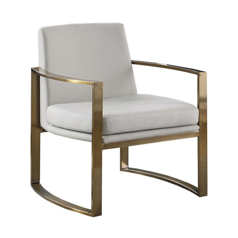 Coaster Cory Concave Metal Arm Accent Chair Cream and Bronze Model 903048