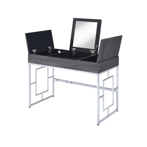 Saffron Black Oak & Chrome Vanity Desk Model 90317 By ACME Furniture