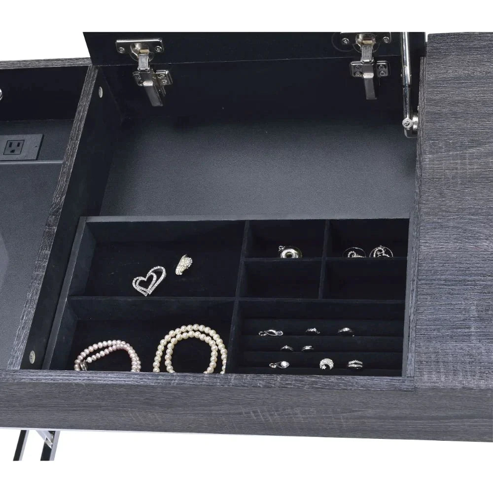 Saffron Black Oak & Chrome Vanity Desk Model 90317 By ACME Furniture