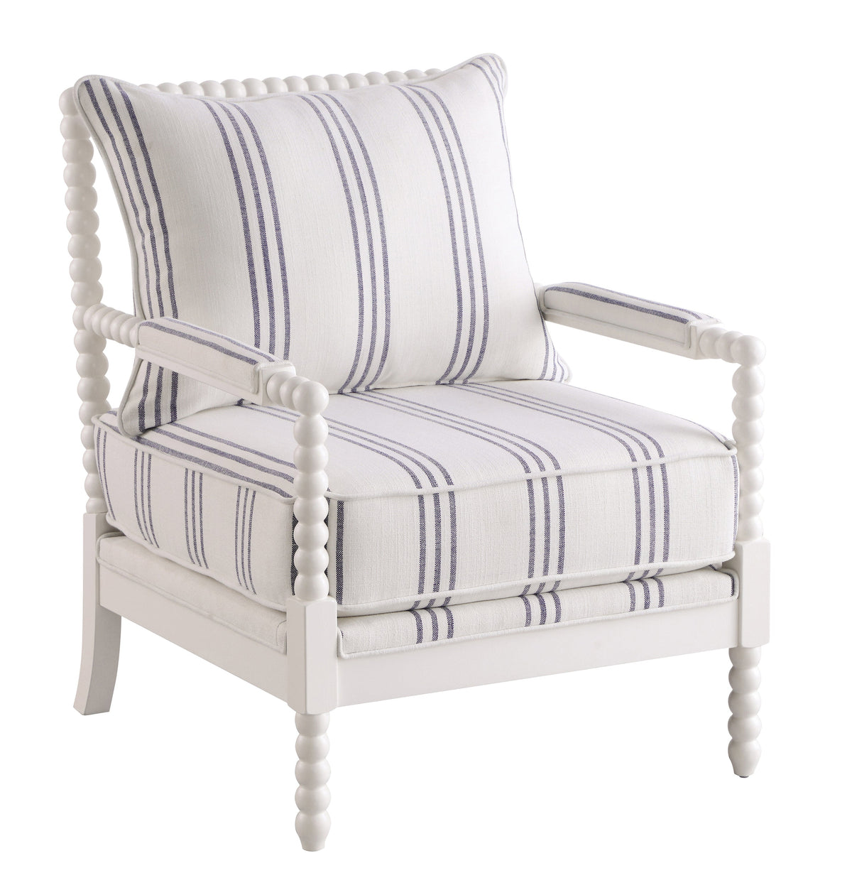 Coaster Blanchett Upholstered Accent Chair with Spindle Accent White and Navy Model 903835