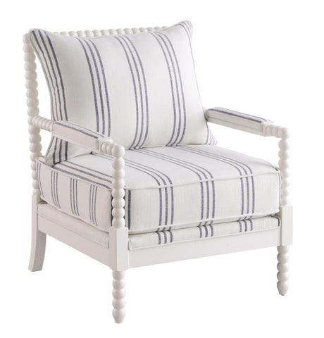 Coaster Blanchett Upholstered Accent Chair with Spindle Accent White and Navy Model 903835