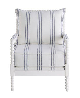 Coaster Blanchett Upholstered Accent Chair with Spindle Accent White and Navy Model 903835
