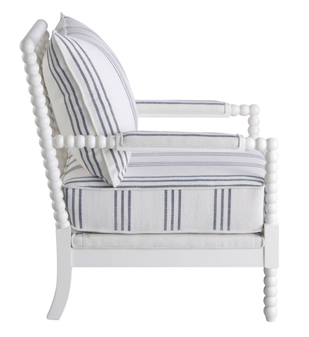 Coaster Blanchett Upholstered Accent Chair with Spindle Accent White and Navy Model 903835