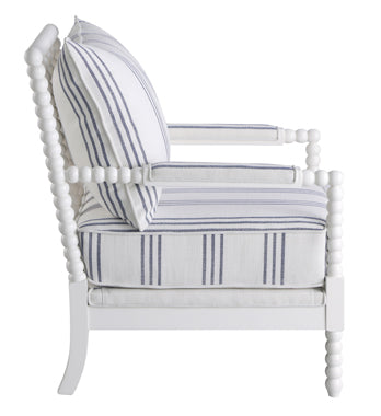 Coaster Blanchett Upholstered Accent Chair with Spindle Accent White and Navy Model 903835