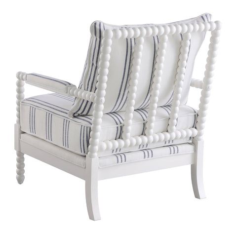 Coaster Blanchett Upholstered Accent Chair with Spindle Accent White and Navy Model 903835