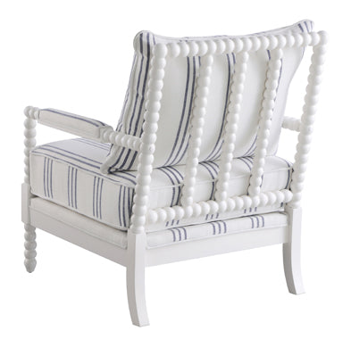 Coaster Blanchett Upholstered Accent Chair with Spindle Accent White and Navy Model 903835