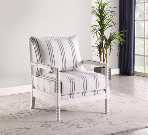 Coaster Blanchett Upholstered Accent Chair with Spindle Accent White and Navy Model 903835