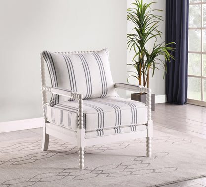 Coaster Blanchett Upholstered Accent Chair with Spindle Accent White and Navy Model 903835