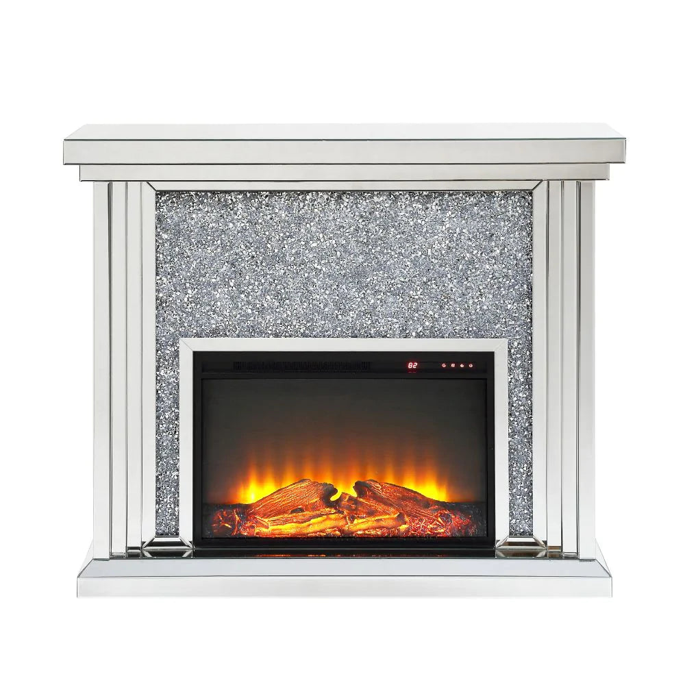 Noralie Mirrored & Faux Diamonds Fireplace Model 90455 By ACME Furniture