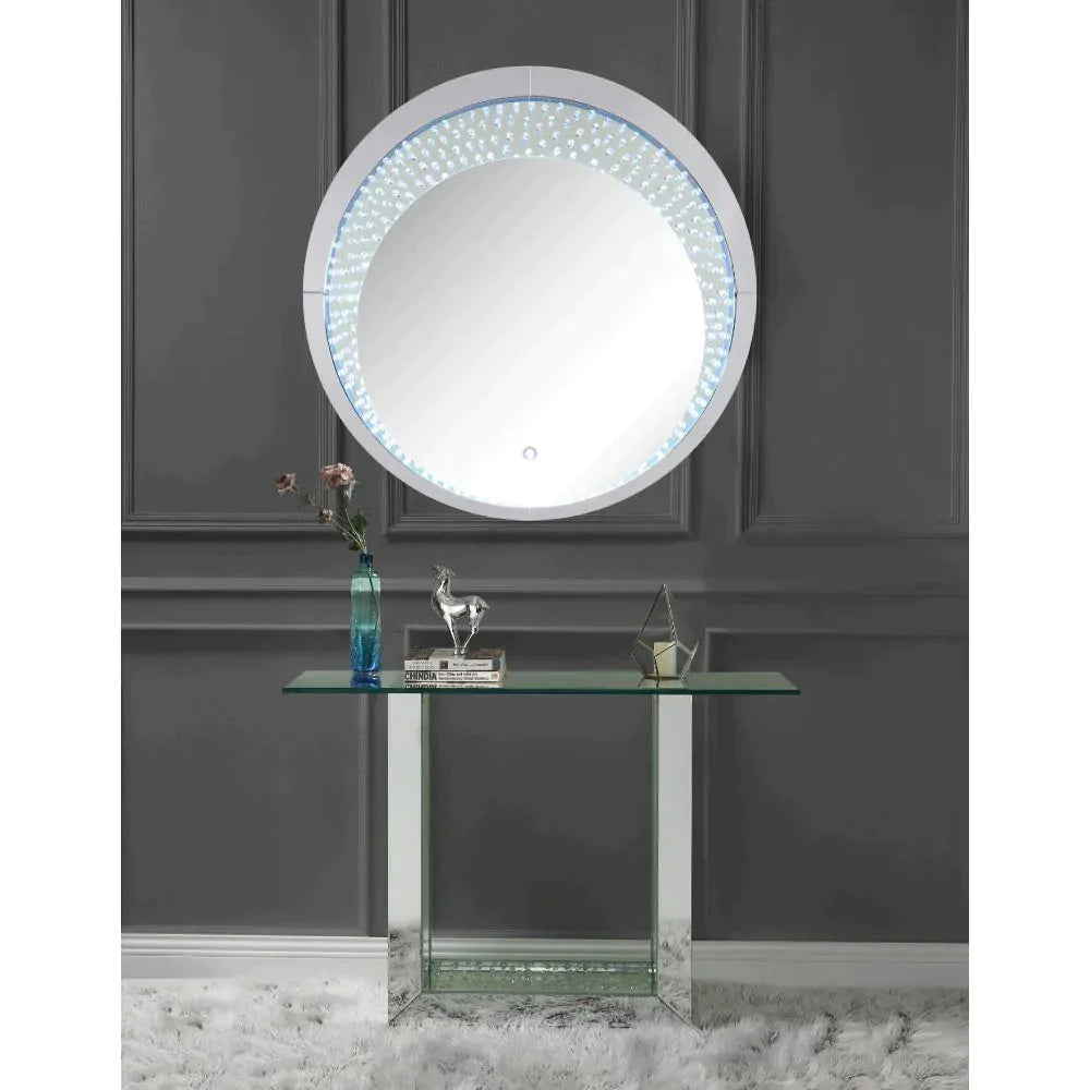 Nysa Mirrored & Faux Crystals Accent Table Model 90495 By ACME Furniture