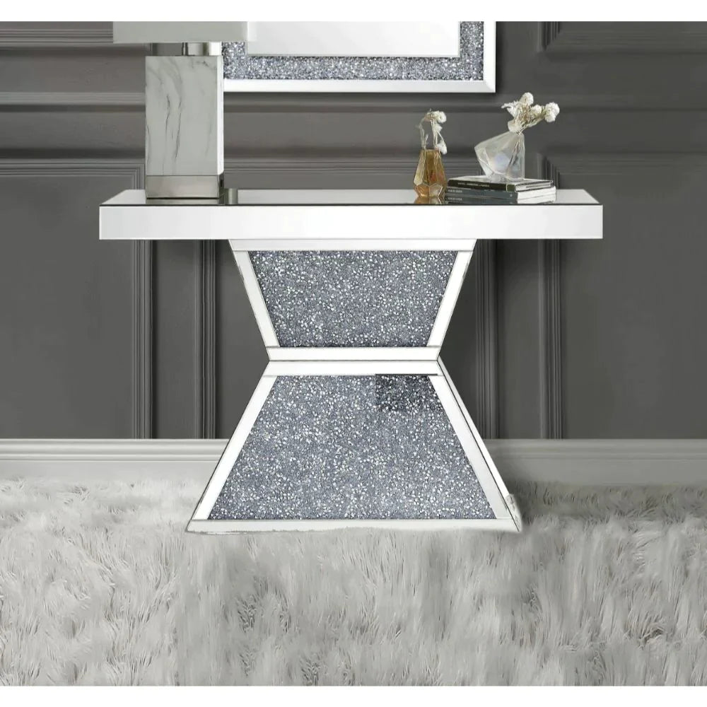 Noralie Mirrored & Faux Diamonds Accent Table Model 90497 By ACME Furniture