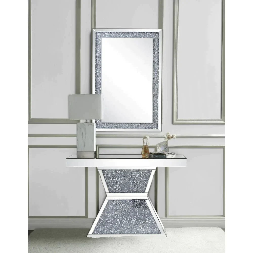 Noralie Mirrored & Faux Diamonds Accent Table Model 90497 By ACME Furniture