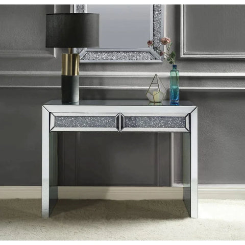 Noralie Mirrored & Faux Diamonds Accent Table Model 90505 By ACME Furniture