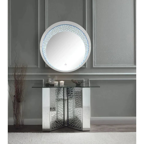 Nysa Mirrored & Faux Crystals Accent Table Model 90510 By ACME Furniture