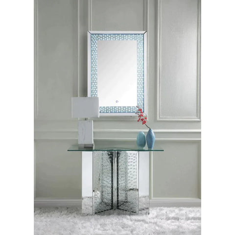 Nysa Mirrored & Faux Crystals Accent Table Model 90510 By ACME Furniture