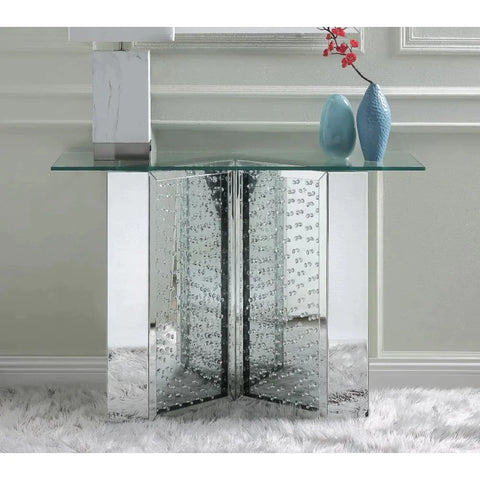 Nysa Mirrored & Faux Crystals Accent Table Model 90510 By ACME Furniture
