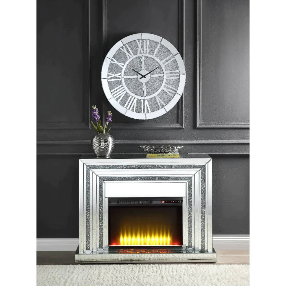 Noralie Mirrored & Faux Diamonds Fireplace Model 90523 By ACME Furniture