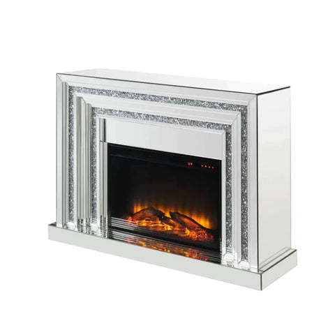 Noralie Mirrored & Faux Diamonds Fireplace Model 90523 By ACME Furniture