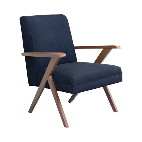 Coaster Cheryl Wooden Arms Accent Chair Dark Blue and Walnut Model 905415