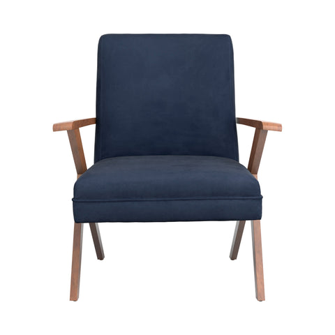 Coaster Cheryl Wooden Arms Accent Chair Dark Blue and Walnut Model 905415