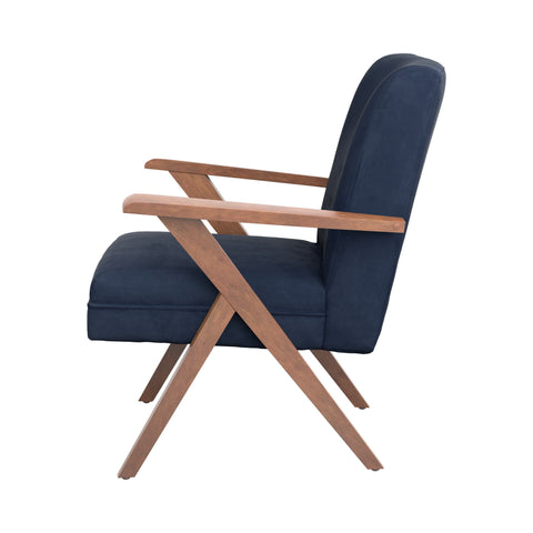 Coaster Cheryl Wooden Arms Accent Chair Dark Blue and Walnut Model 905415