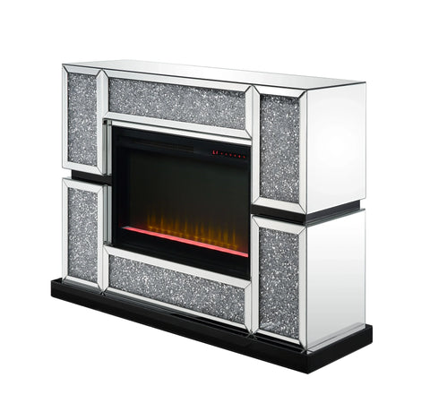 Noralie Mirrored & Faux Diamonds Fireplace Model 90660 By ACME Furniture
