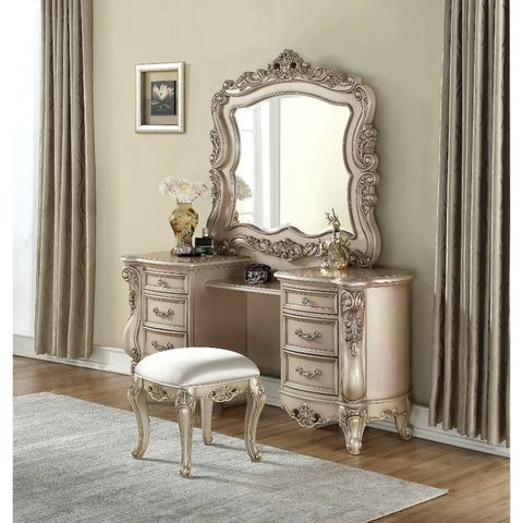 Gorsedd Antique White Vanity Desk Model 90740 By ACME Furniture