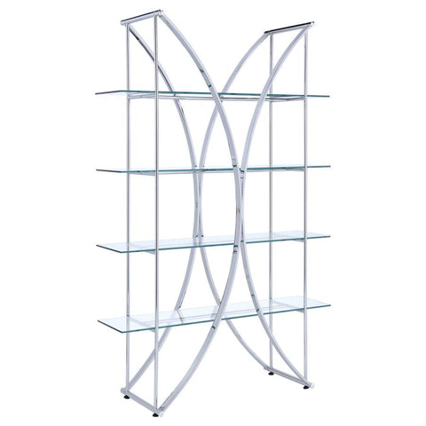 Coaster Larson 4-tier Bookcase Chrome and Clear Model 910050