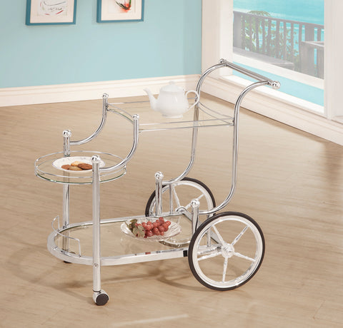 Coaster Sarandon 3-tier Serving Cart Chrome and Clear Model 910076