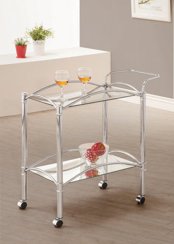 Coaster Shadix 2-tier Serving Cart with Glass Top Chrome and Clear Model 910077