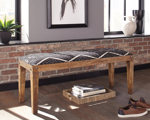Coaster Lamont Rectangular Upholstered Bench Natural and Navy Model 910177