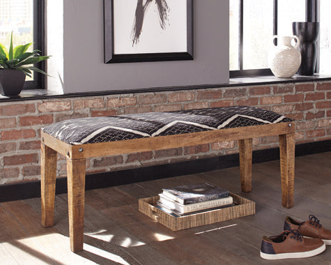 Coaster Lamont Rectangular Upholstered Bench Natural and Navy Model 910177