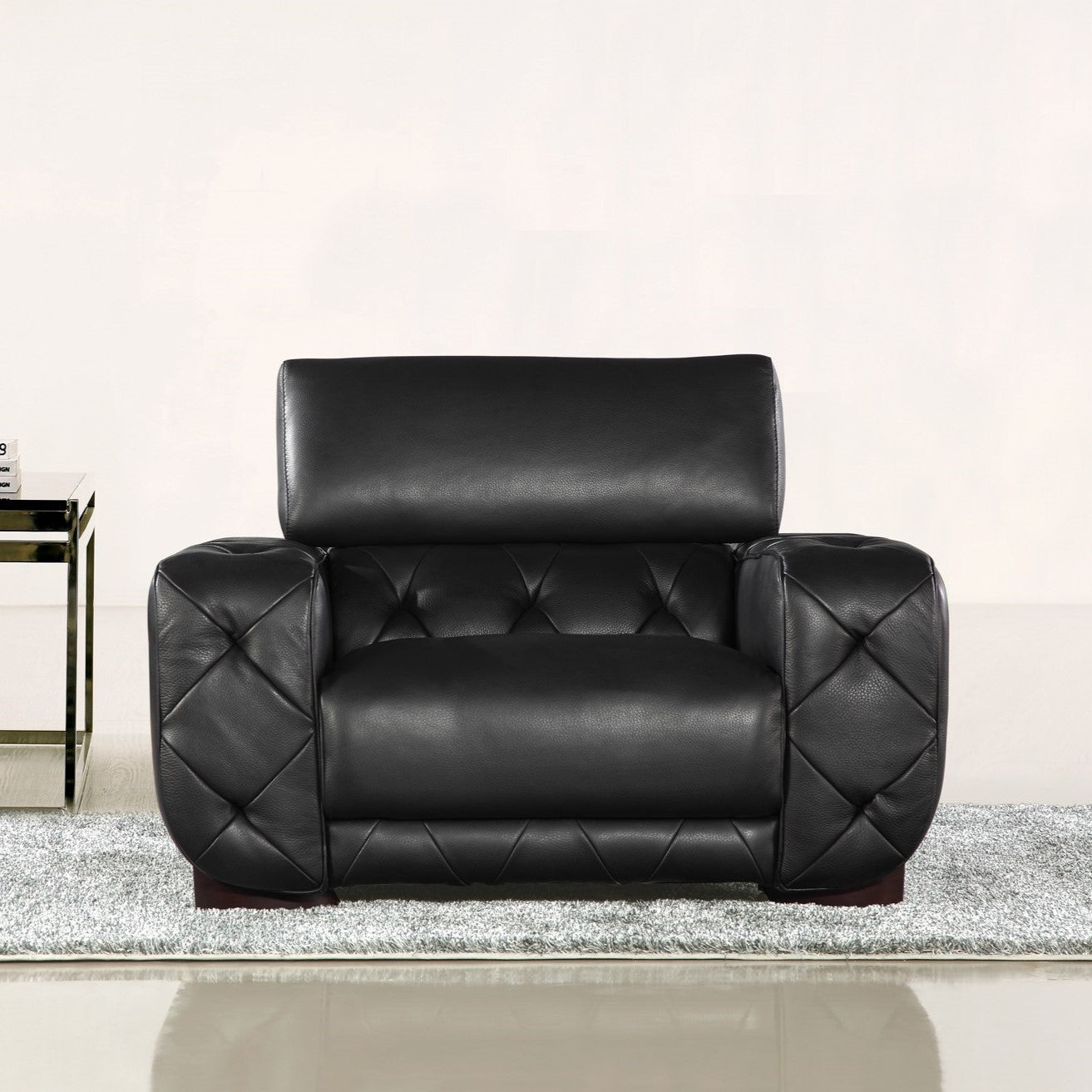 Nantes Black Italian Leather Tufted Chair Model VGCA911-CHR-BLK