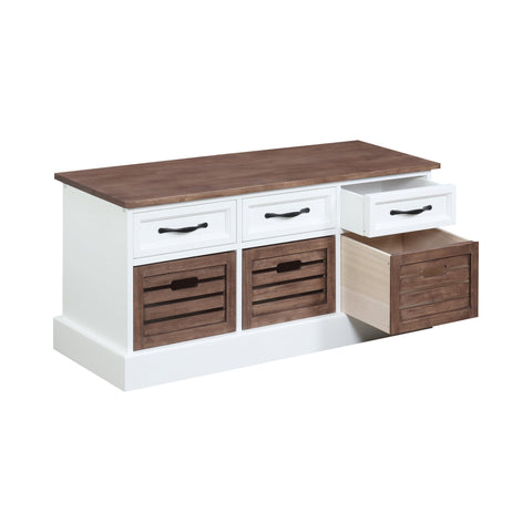 Coaster Alma 3-drawer Storage Bench Weathered Brown and White Model 911196