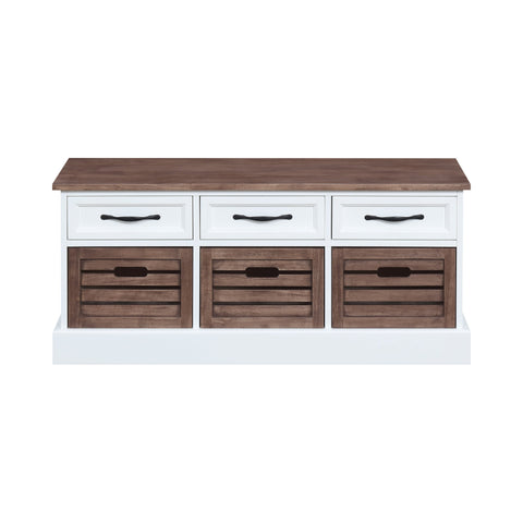 Coaster Alma 3-drawer Storage Bench Weathered Brown and White Model 911196
