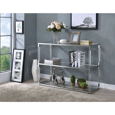 Raegan Clear Acrylic, Chrome & Clear Glass TV Stand Model 91245 By ACME Furniture
