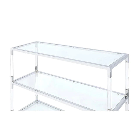 Raegan Clear Acrylic, Chrome & Clear Glass TV Stand Model 91245 By ACME Furniture