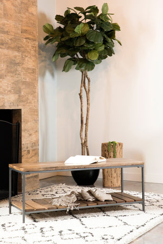 Coaster Gerbera Accent Bench with Slat Shelf Natural and Gunmetal Model 914127