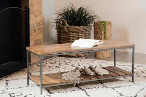 Coaster Gerbera Accent Bench with Slat Shelf Natural and Gunmetal Model 914127