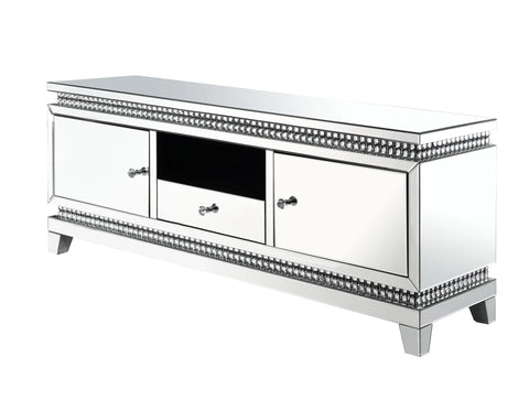 Lotus Mirrored & Faux Crystals TV Stand Model 91835 By ACME Furniture
