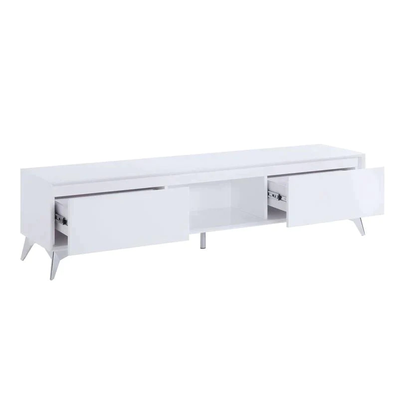 Raceloma LED, White & Chrome Finish TV Stand Model 91995 By ACME Furniture