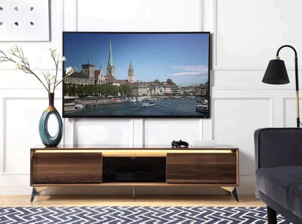 Raceloma LED, Walnut & Chrome Finish TV Stand Model 91997 By ACME Furniture
