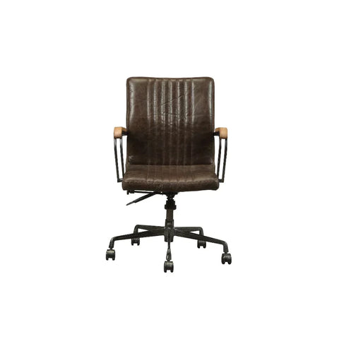 Joslin Distress Chocolate Top Grain Leather Executive Office Chair Model 92028 By ACME Furniture