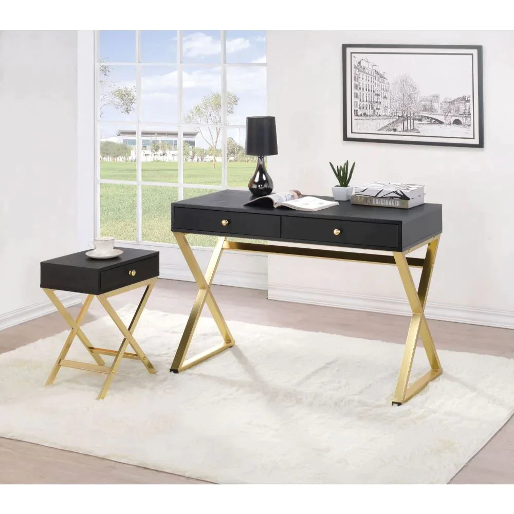 Coleen Black & Brass Finish Desk Model 93050 By ACME Furniture