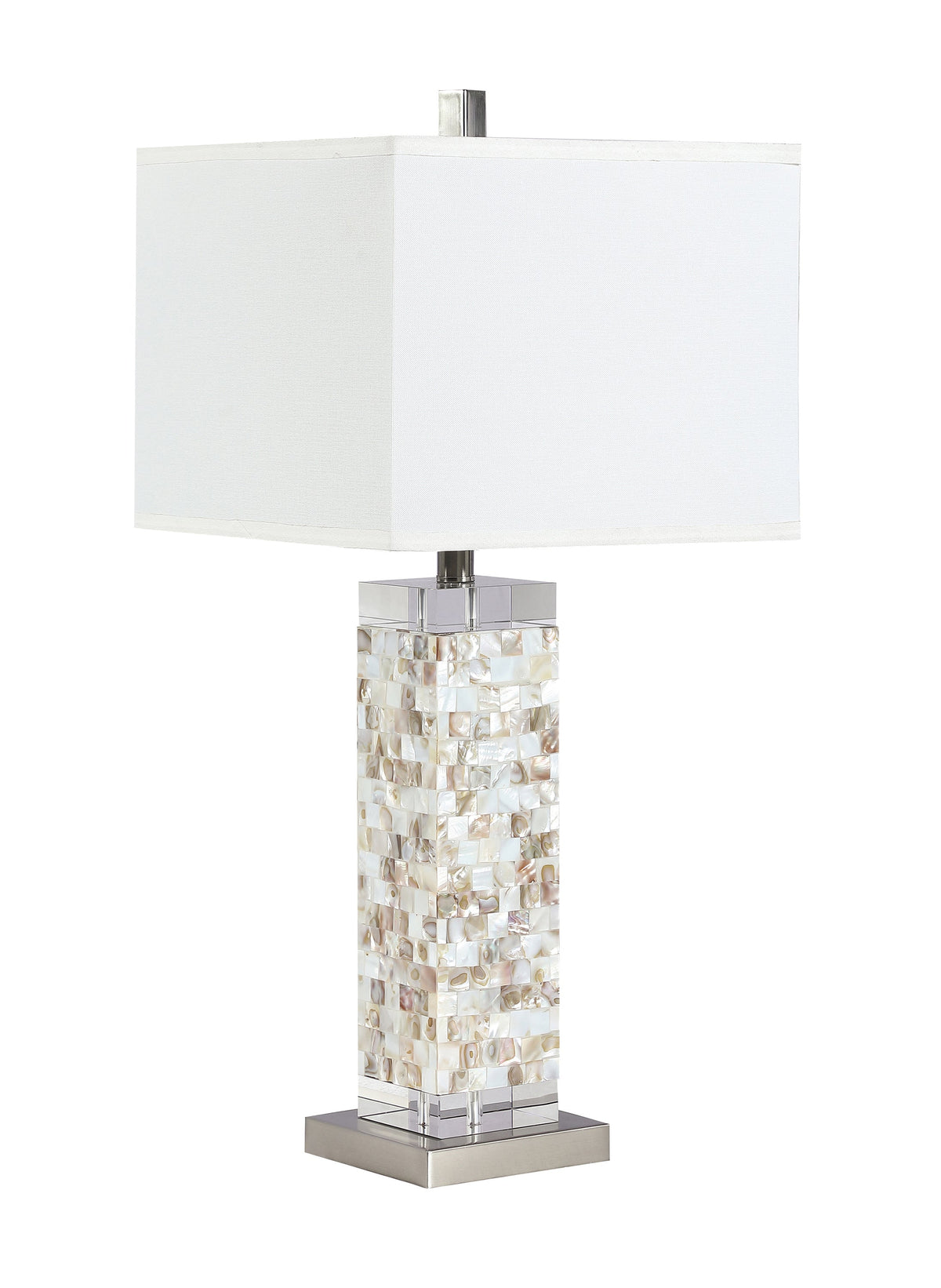 Coaster Toga Square Shade Table Lamp with Crystal Base White and Silver Model 923281