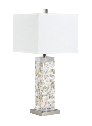 Coaster Toga Square Shade Table Lamp with Crystal Base White and Silver Model 923281